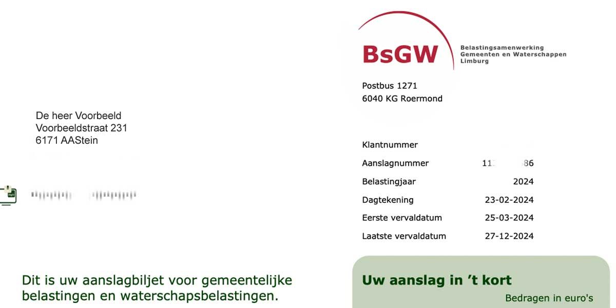 BsGW-belastingaanslag