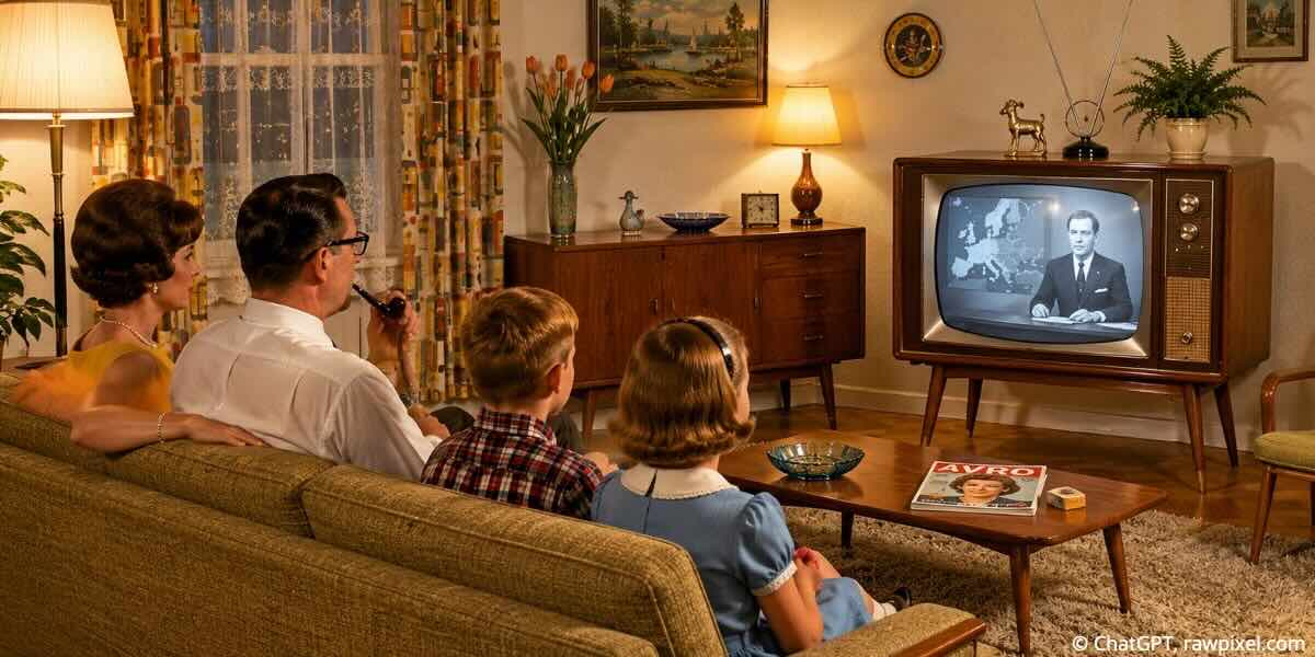 60-er jaren tv kijken in familiekring