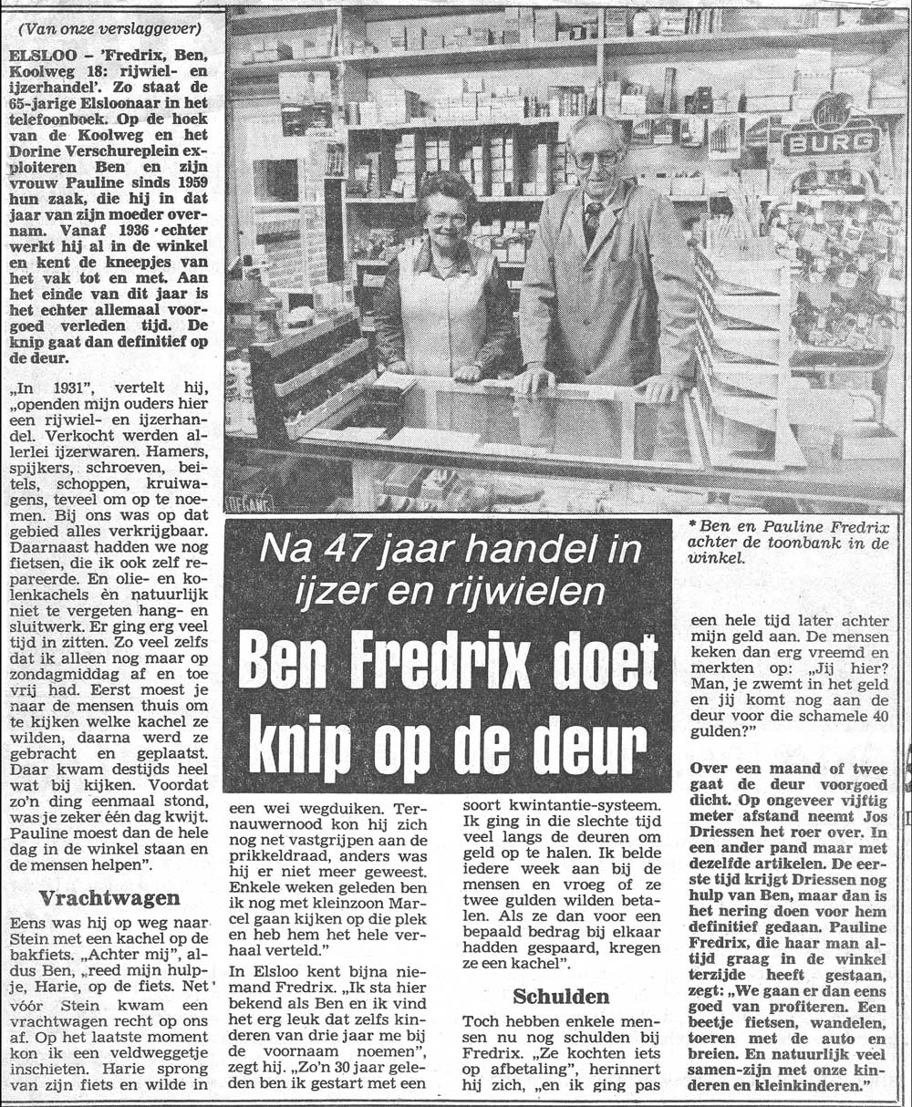 1983 Ben Fredrix Artikel De Limburger