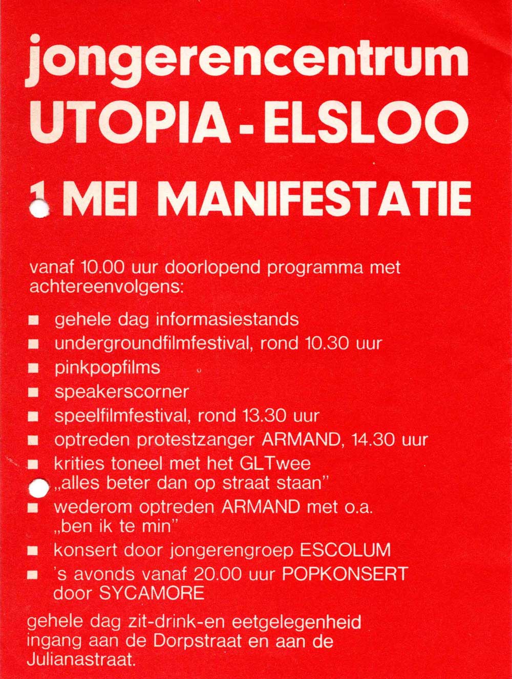 Utopia Elsloo 01.05.1976 flyer 1 mei viering