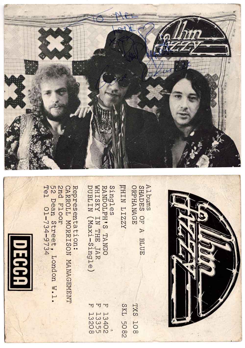 Utopia Elsloo 15.09.1973 Thin Lizzy foto met handtekeningen